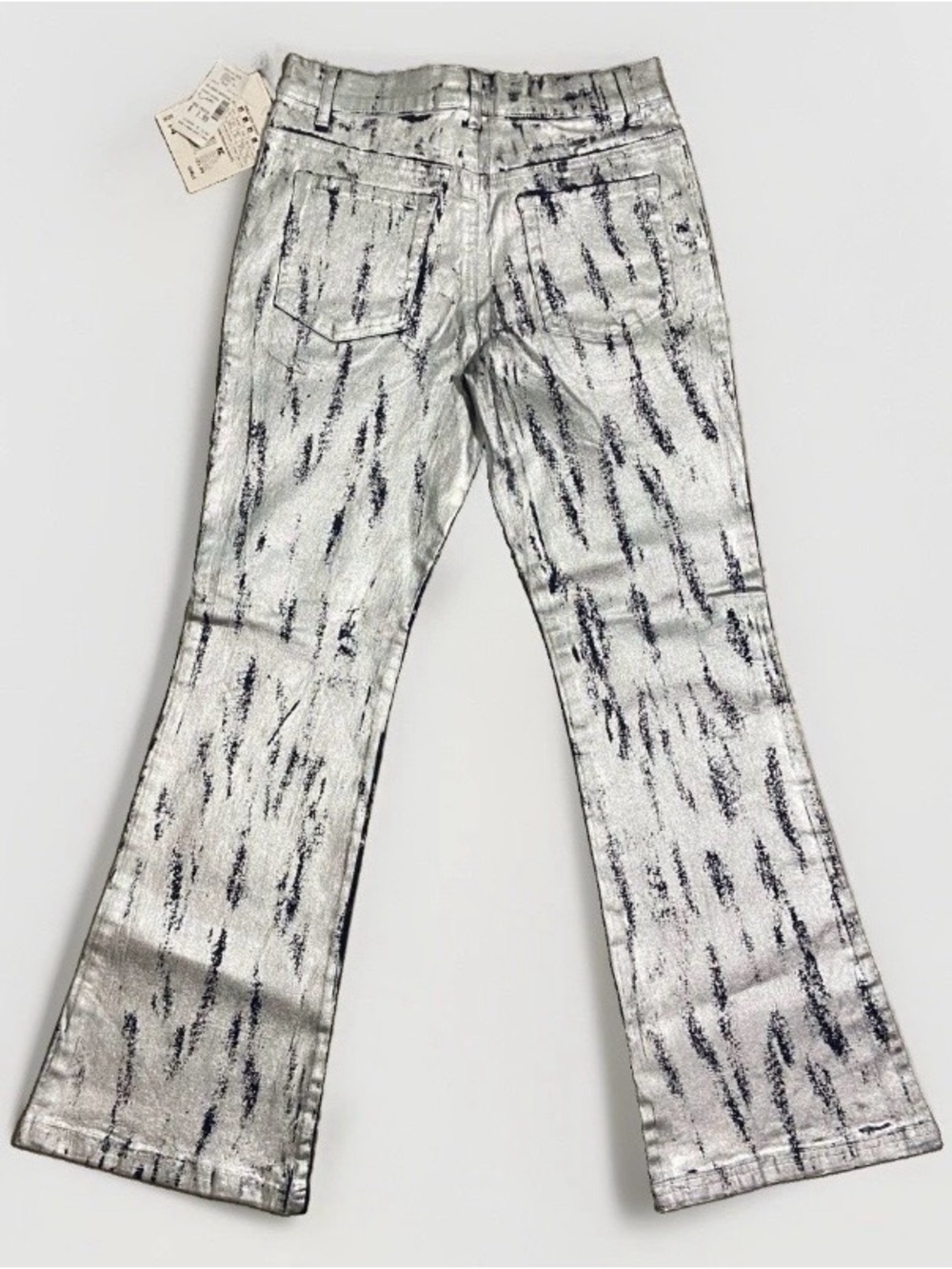 VTG Y2K Route 66 Low Rise Metallic Silver Blue Bootcut Jeans Junior's 14 NWT - Picture 2 of 4